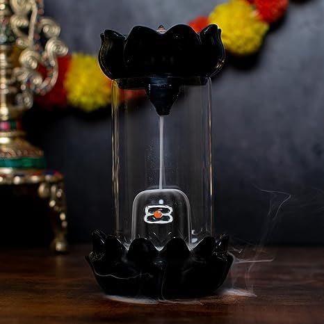 Shivling Backflow Incense Burner with Glass Chamber – Includes 15 Backflow Cones