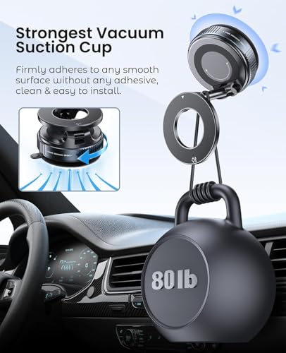 360° Rotating Magnetic Phone Mount with Vacuum Suction Base