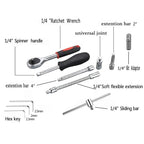 42-Piece Professional 1/4" Drive Socket & Bit Set with Ratchet Wrench