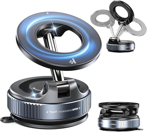 360° Rotating Magnetic Phone Mount with Vacuum Suction Base