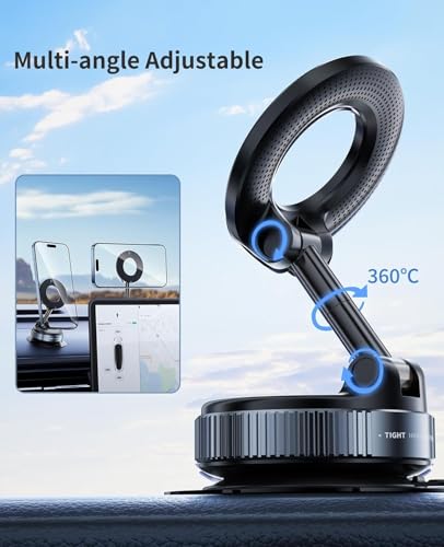 360° Rotating Magnetic Phone Mount with Vacuum Suction Base