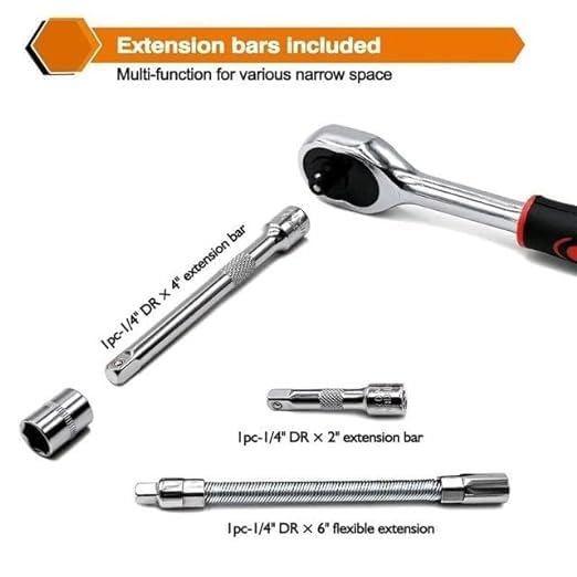 42-Piece Professional 1/4" Drive Socket & Bit Set with Ratchet Wrench