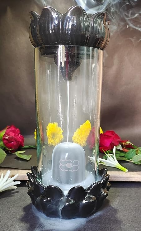 Shivling Backflow Incense Burner with Glass Chamber – Includes 15 Backflow Cones