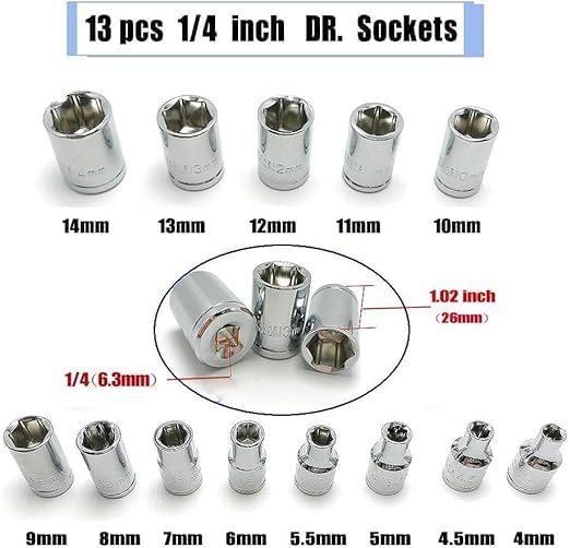 42-Piece Professional 1/4" Drive Socket & Bit Set with Ratchet Wrench