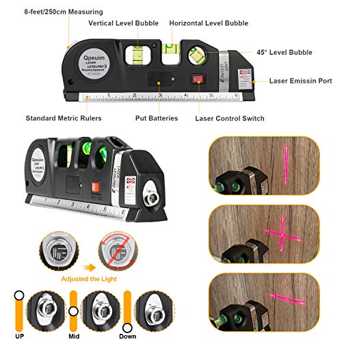 SmartLine Multipurpose Laser Level Tool – With Tape Measure & Triple Bubble Precision