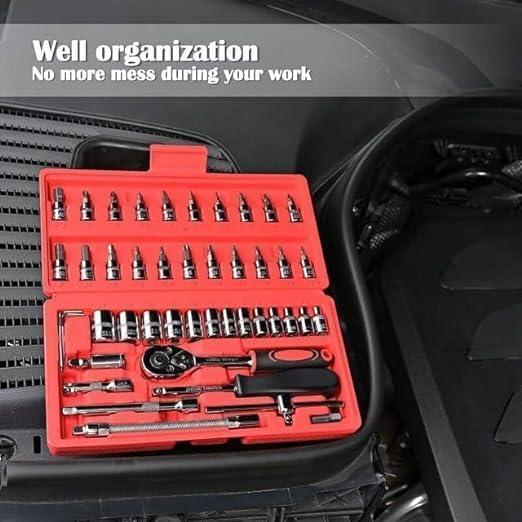 42-Piece Professional 1/4" Drive Socket & Bit Set with Ratchet Wrench