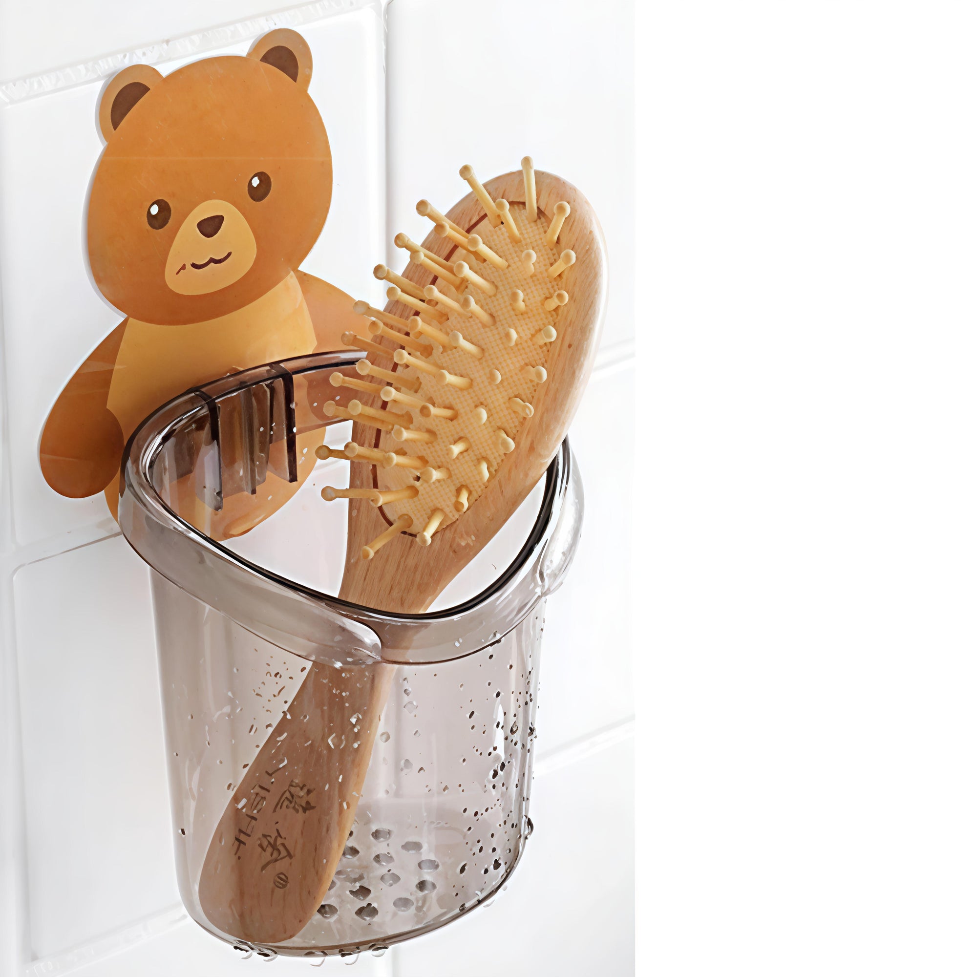 Wall-Mounted Bear Design Draining Storage Holder - Pack of 2